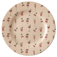 Pink Cocktail Print Melamine Side Plate Rice DK